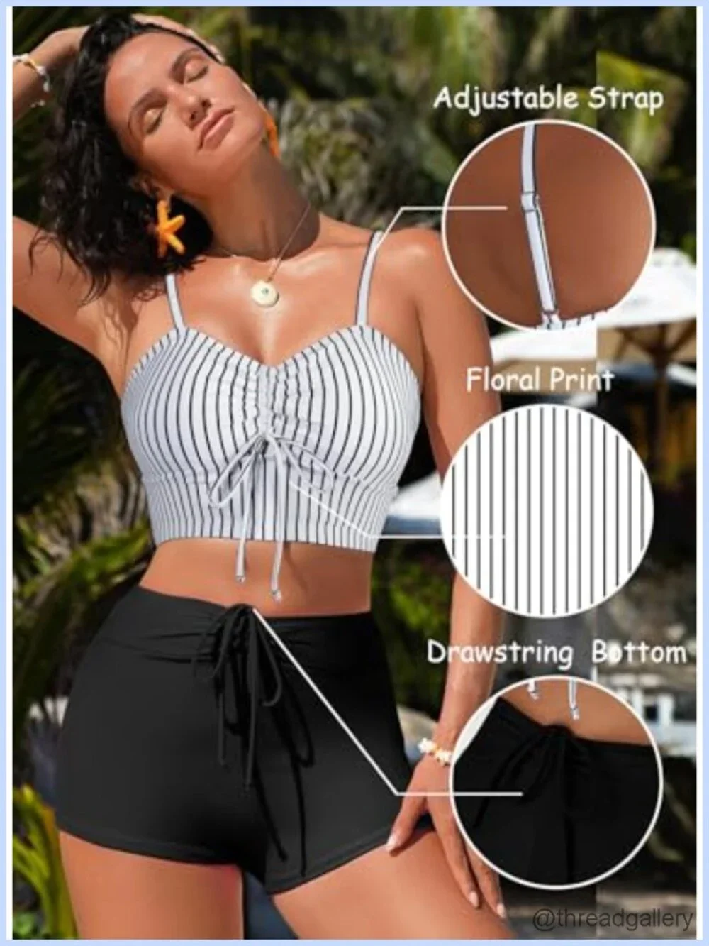 High Waisted Bikini Set Women Two Piece Swimsuits with Shorts Full Coverage